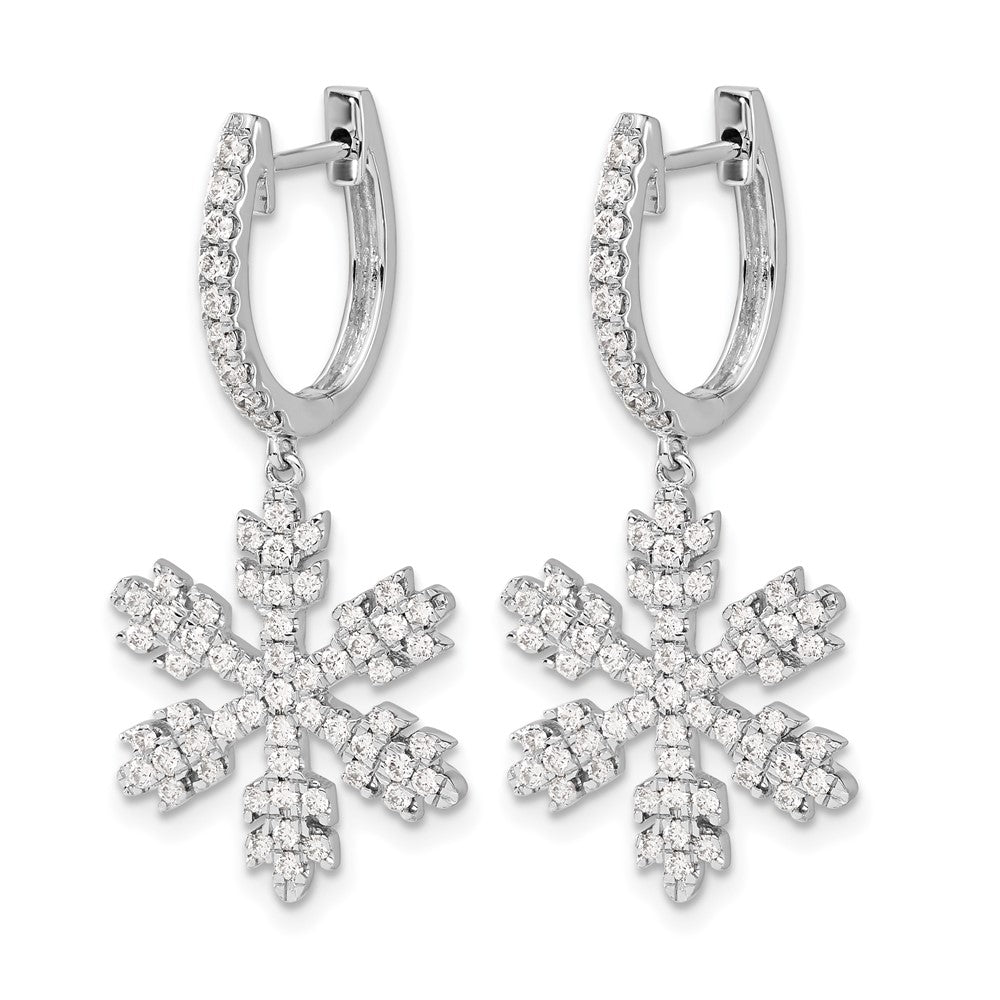 14K Weißgold Ohrringe mit echten Diamanten in Schneeflocken-Design