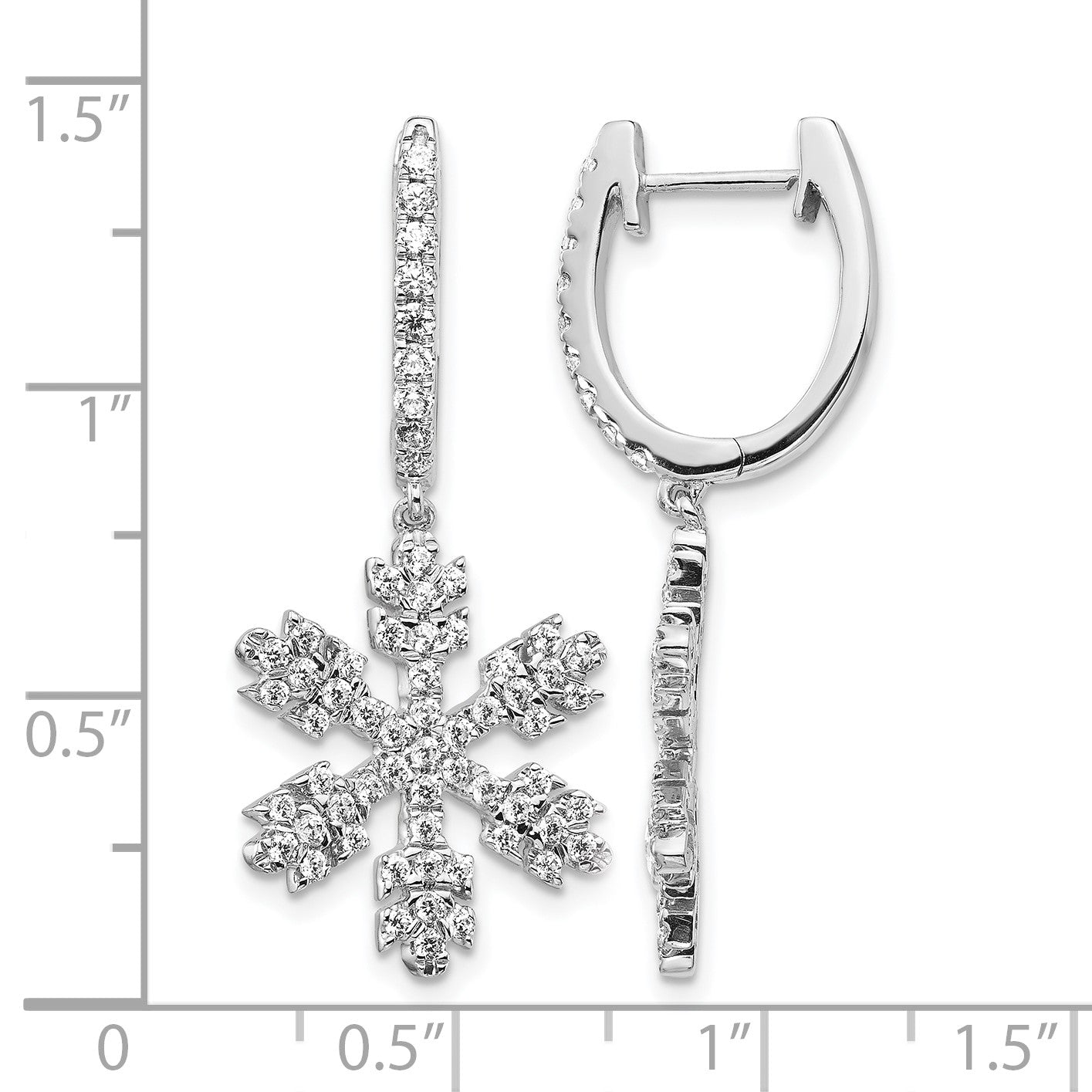 14K Weißgold Ohrringe mit echten Diamanten in Schneeflocken-Design
