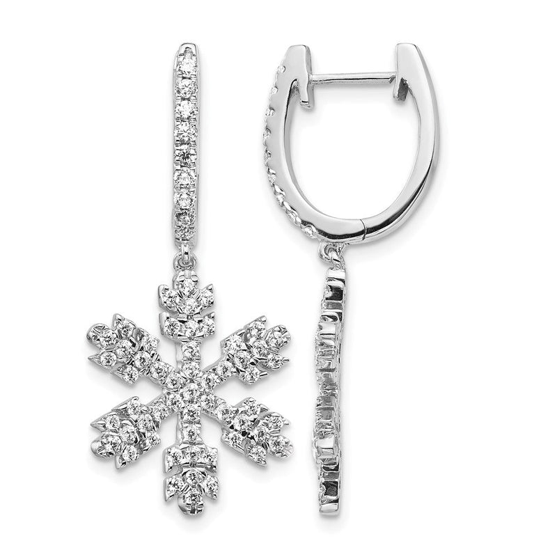 14K Weißgold Ohrringe mit echten Diamanten in Schneeflocken-Design
