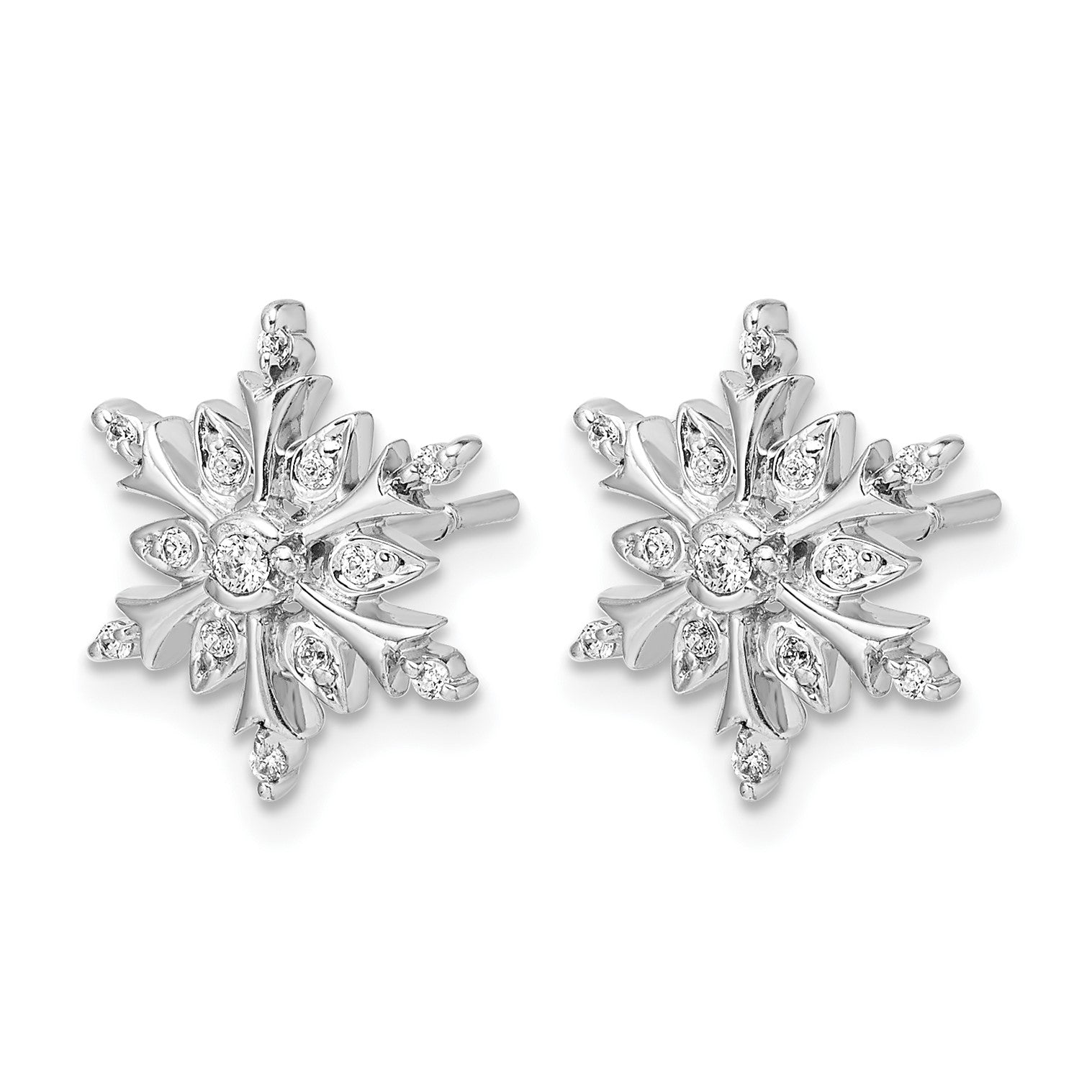 14K Weißgold Schneeflocken-Ohrringe mit echten Diamanten