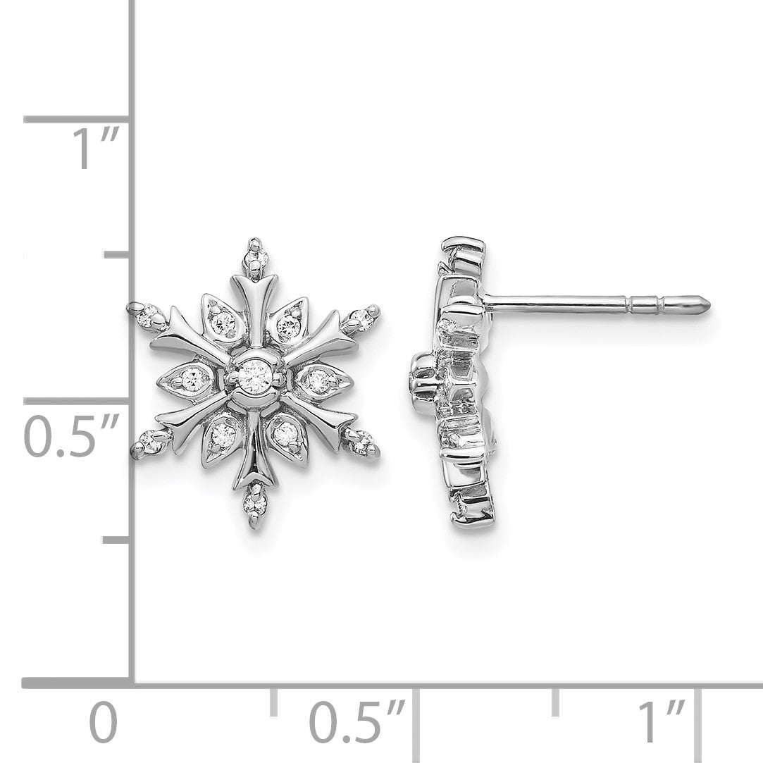14K Weißgold Schneeflocken-Ohrringe mit echten Diamanten