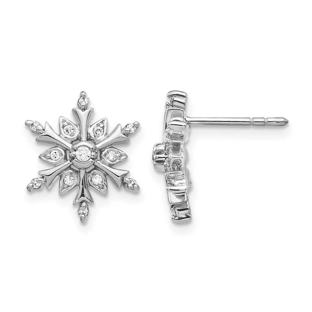 14K Weißgold Schneeflocken-Ohrringe mit echten Diamanten