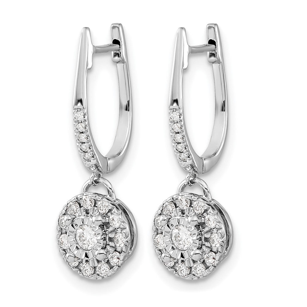 Creolen aus 585 Weißgold mit 0,35 ct. Diamanten im Rundschliff, baumelnde Ohrhänger mit Scharnier