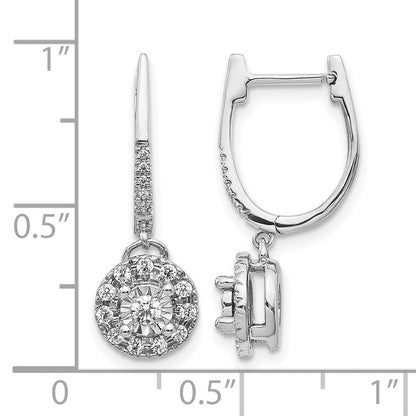 Creolen aus 585 Weißgold mit 0,35 ct. Diamanten im Rundschliff, baumelnde Ohrhänger mit Scharnier