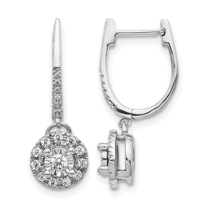 Creolen aus 585 Weißgold mit 0,35 ct. Diamanten im Rundschliff, baumelnde Ohrhänger mit Scharnier