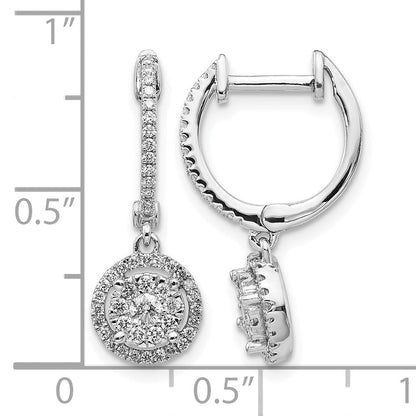 14K Weißgold Creolen mit echten Diamanten und Klappscharnier