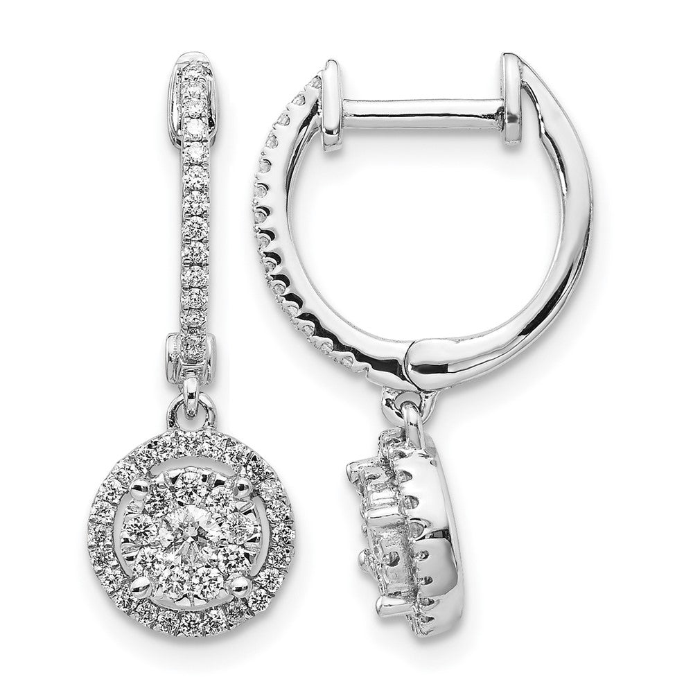 14K Weißgold Creolen mit echten Diamanten und Klappscharnier