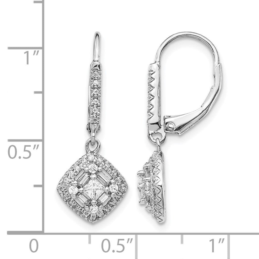 14K Weißgold Ohrhänger mit echten Diamanten und Leverback-Verschluss