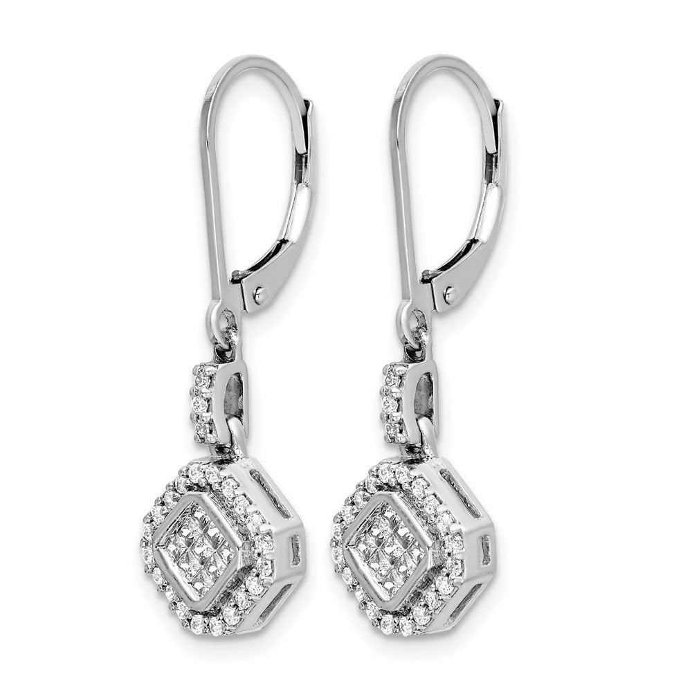 14K Weißgold Ohrhänger mit echten Diamanten und Leverback-Verschluss