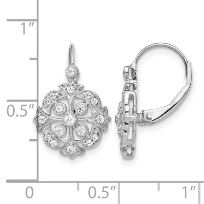14K Weißgold Ohrhänger mit echten Diamanten, Leverback-Verschluss