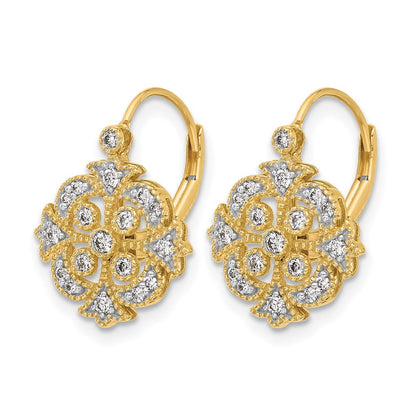 14K Gelbgold Modische Ohrringe mit Leverback-Verschluss und 0,33 ct. Labordiamanten VS/SI+ G+