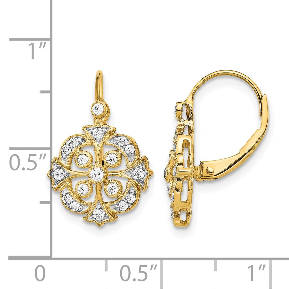 14K Gelbgold Ohrhänger mit echten Diamanten und Brisurverschluss
