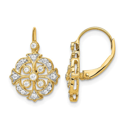 14K Gelbgold Modische Ohrringe mit Leverback-Verschluss und 0,33 ct. Labordiamanten VS/SI+ G+
