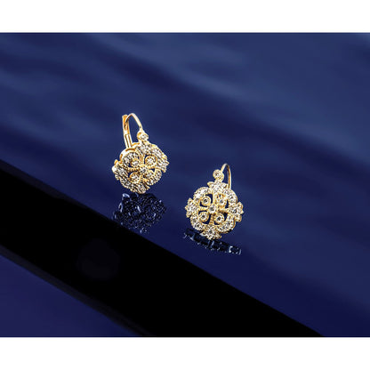 14K Gelbgold Ohrhänger mit echten Diamanten und Brisurverschluss