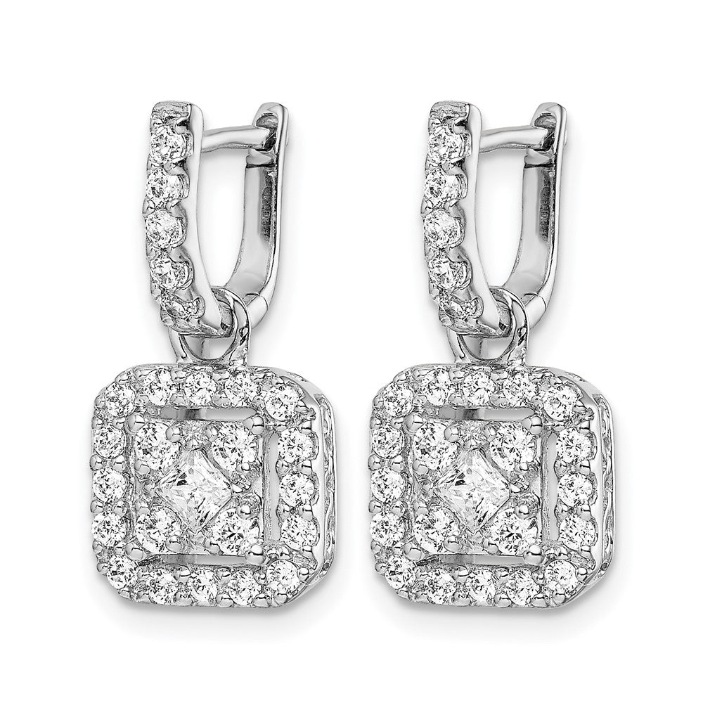14K Weissgold Ohrringe mit echten Diamanten und Klappscharnier