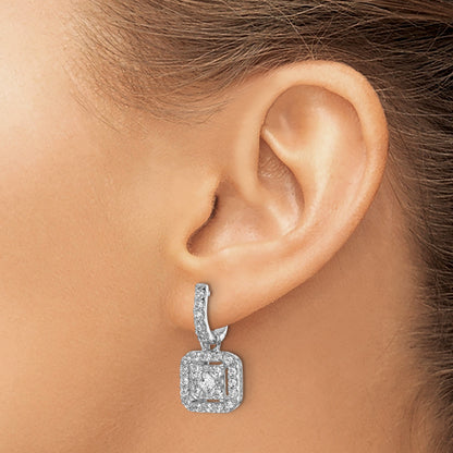 14K Weissgold Ohrringe mit echten Diamanten und Klappscharnier