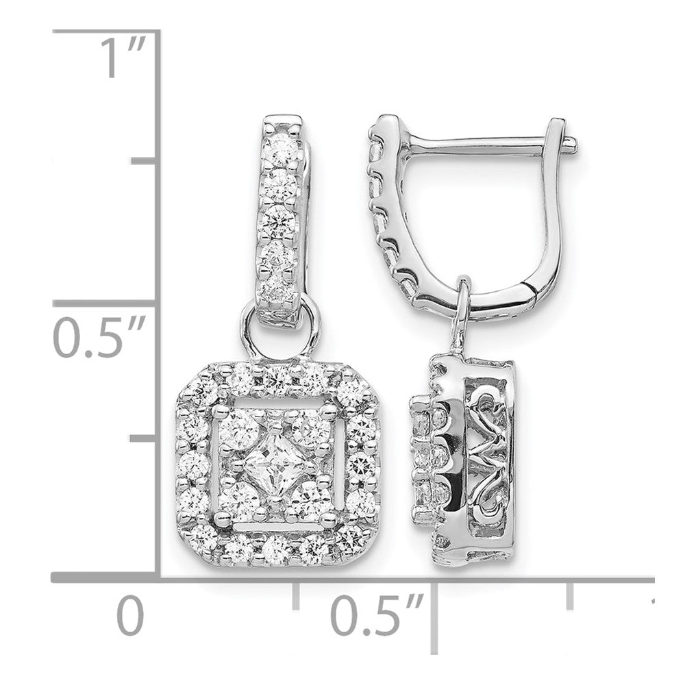 14K Weissgold Ohrringe mit echten Diamanten und Klappscharnier