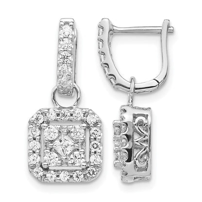 14K Weissgold Ohrringe mit echten Diamanten und Klappscharnier