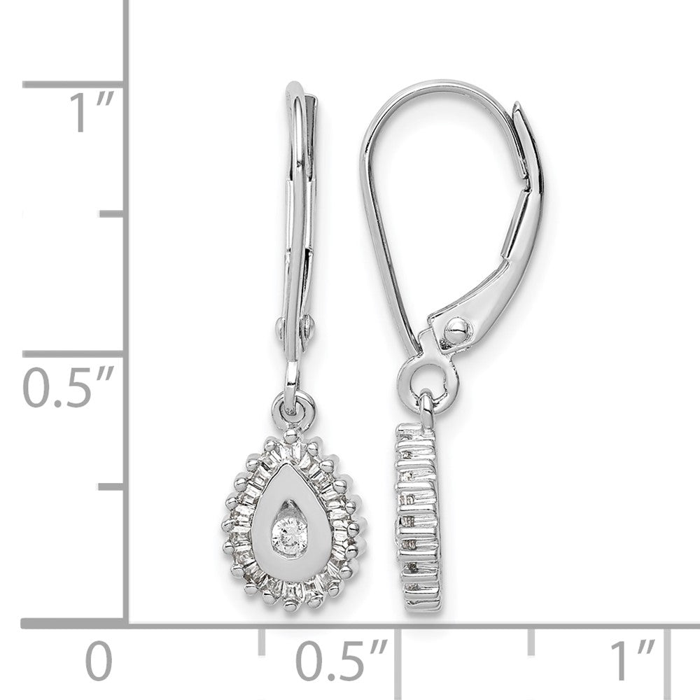 10K Weißgold Baguette Diamant Tropfen Heiligenschein Ohrhänger mit Brisur
