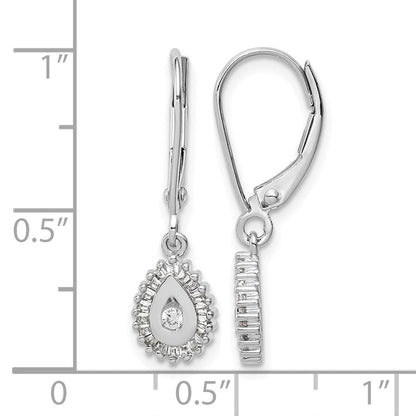 10K Weißgold Baguette Diamant Tropfen Heiligenschein Ohrhänger mit Brisur