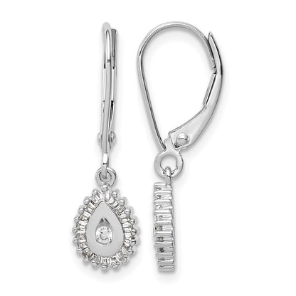 10K Weißgold Baguette Diamant Tropfen Heiligenschein Ohrhänger mit Brisur