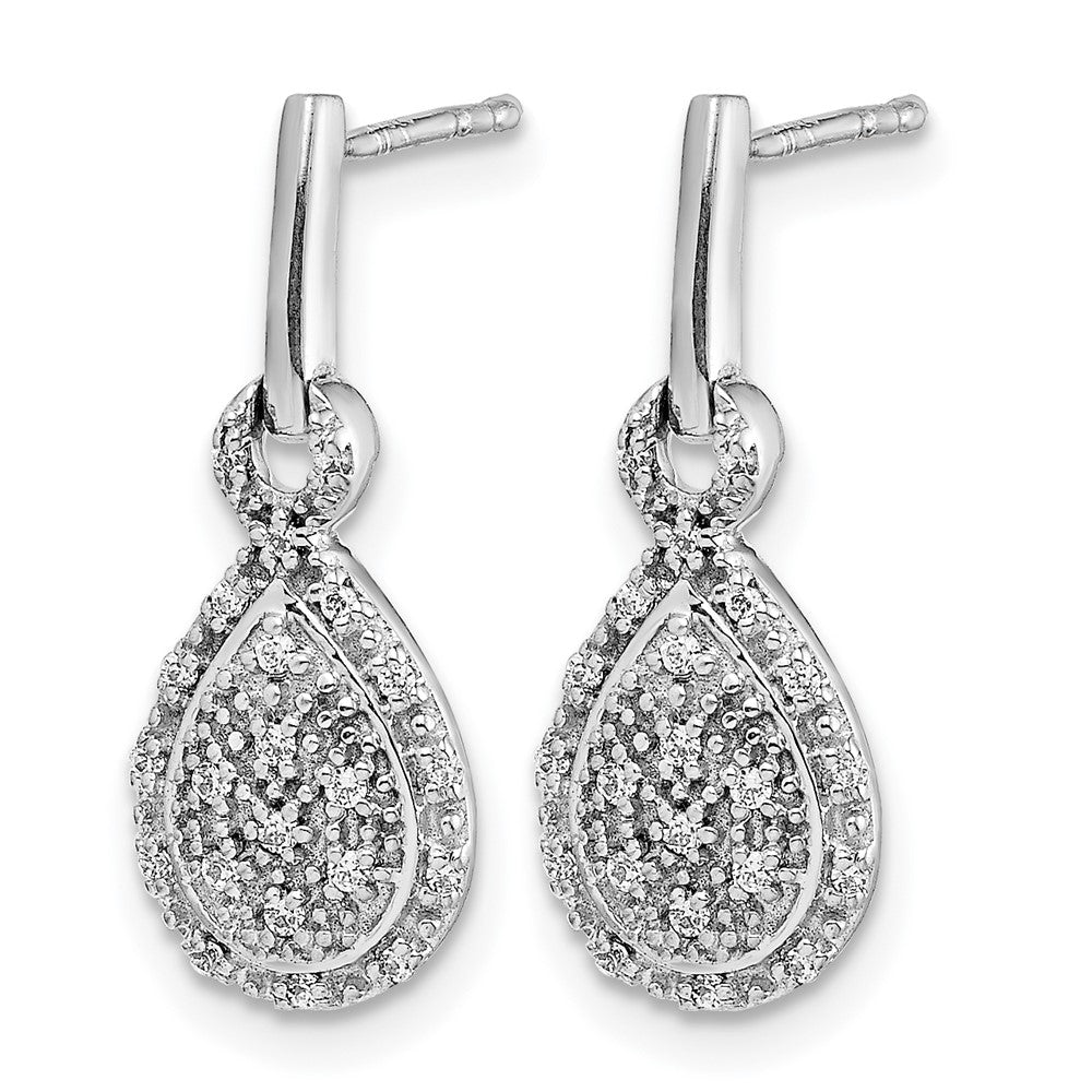 14K Weißgold Diamant-Ohrstecker in Tropfenform, echte Diamanten