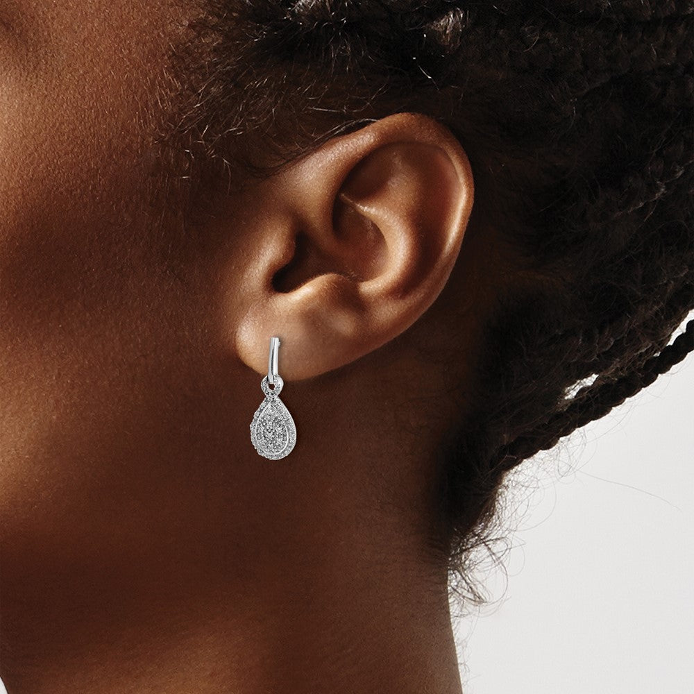 14K Weißgold Diamant-Ohrstecker in Tropfenform, echte Diamanten