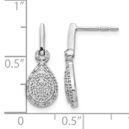 14K Weißgold Diamant-Ohrstecker in Tropfenform, echte Diamanten