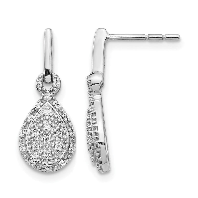 14K Weißgold Diamant-Ohrstecker in Tropfenform, echte Diamanten