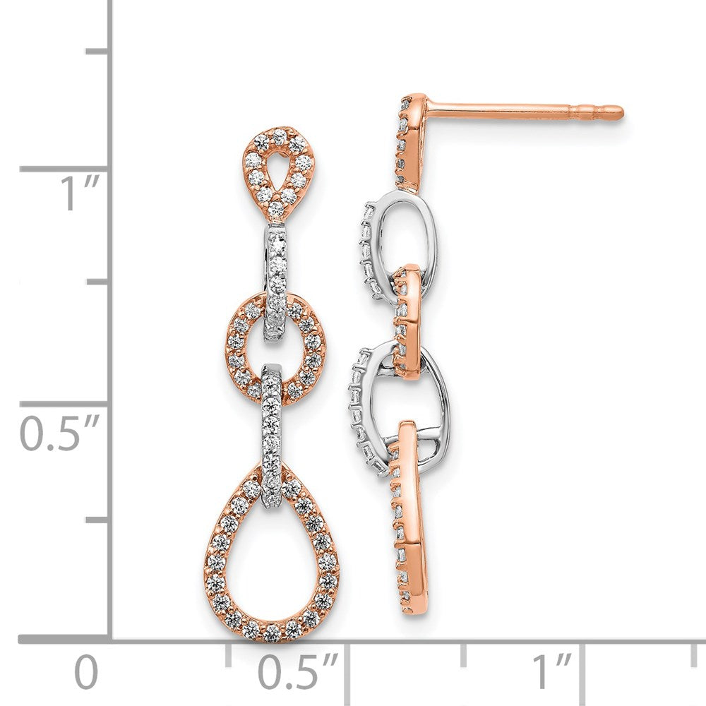 14K Gelbgold Zweifarbige Diamant-Ohrringe im Vintage-Stil
