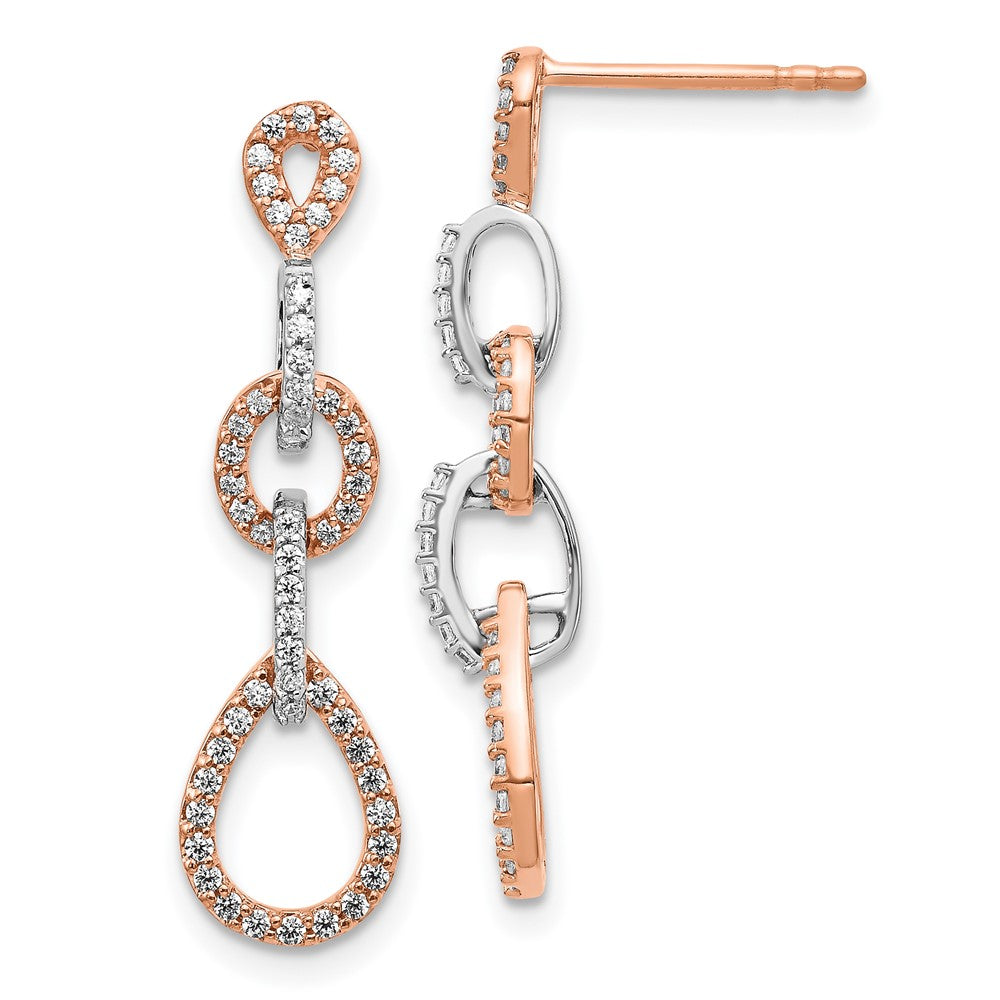 14K Gelbgold Zweifarbige Diamant-Ohrringe im Vintage-Stil