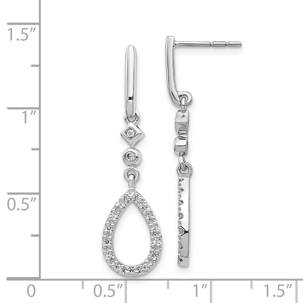 14K Weißgold Ohrhänger in Tropfenform mit echten Diamanten