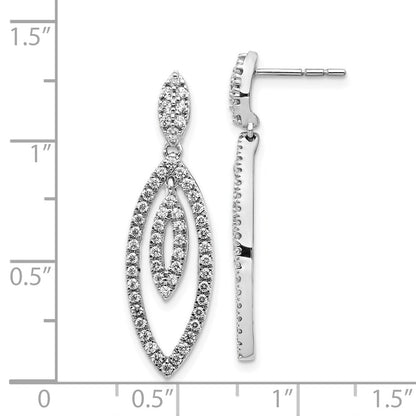 14K Weißgold Diamant-Ohrhänger mit Echtheitszertifikat Genauer: 14K Weißgold Ohrhänger mit echten Diamanten