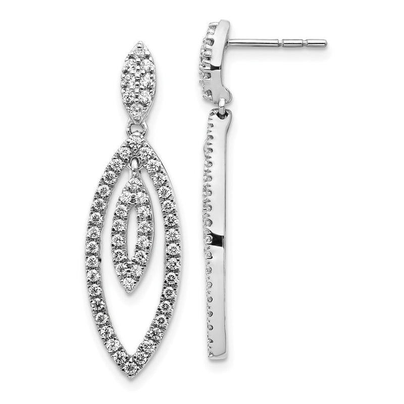 14K Weißgold Diamant-Ohrhänger mit Echtheitszertifikat Genauer: 14K Weißgold Ohrhänger mit echten Diamanten