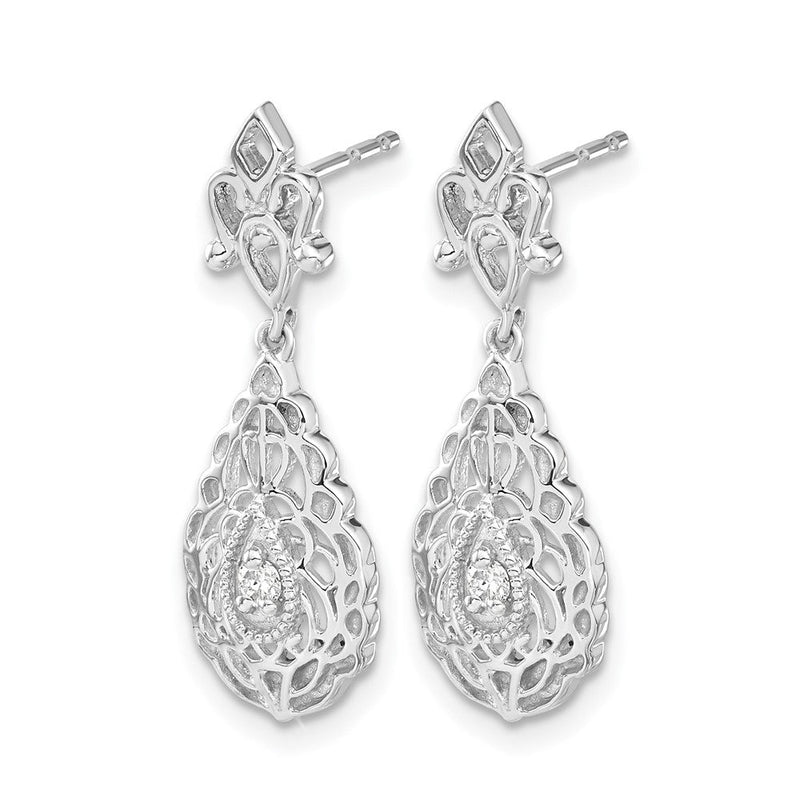 14K Weißgold Diamant-Tropfen-Ohrringe im Vintage-Stil mit Ohrstecker-Verschluss