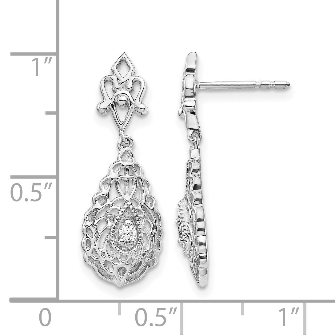 14K Weißgold Diamant-Tropfen-Ohrringe im Vintage-Stil mit Ohrstecker-Verschluss