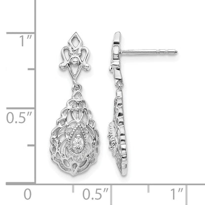 14K Weißgold Diamant-Tropfen-Ohrringe im Vintage-Stil mit Ohrstecker-Verschluss
