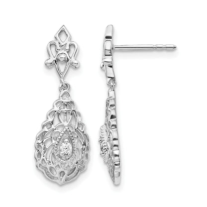 14K Weißgold Diamant-Tropfen-Ohrringe im Vintage-Stil mit Ohrstecker-Verschluss