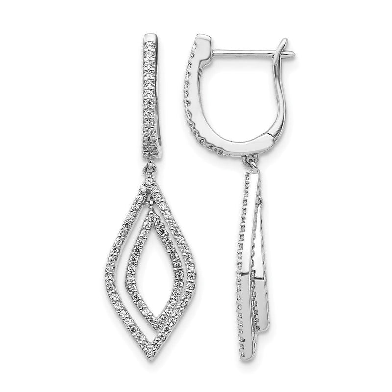 14K Weißgold Diamant-Tropfen Ohrhänger mit Klappscharnier