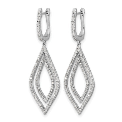14K Weißgold Echte Diamant-Tropfen-Ohrhänger mit Klappscharnier