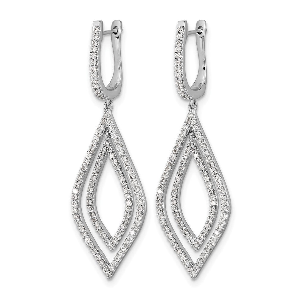 14K Weißgold Echte Diamant-Tropfen-Ohrhänger mit Klappscharnier