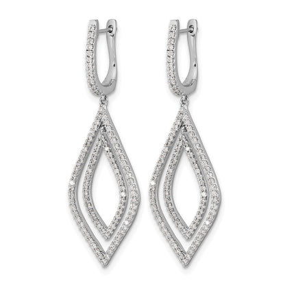 14K Weißgold Echte Diamant-Tropfen-Ohrhänger mit Klappscharnier
