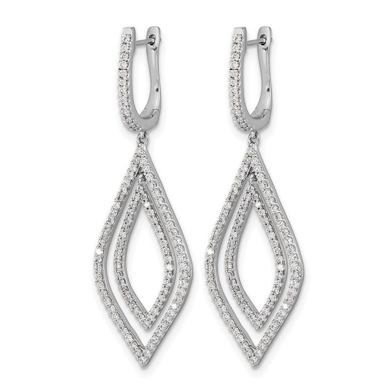 14K Weißgold Echte Diamant-Tropfen-Ohrhänger mit Klappscharnier