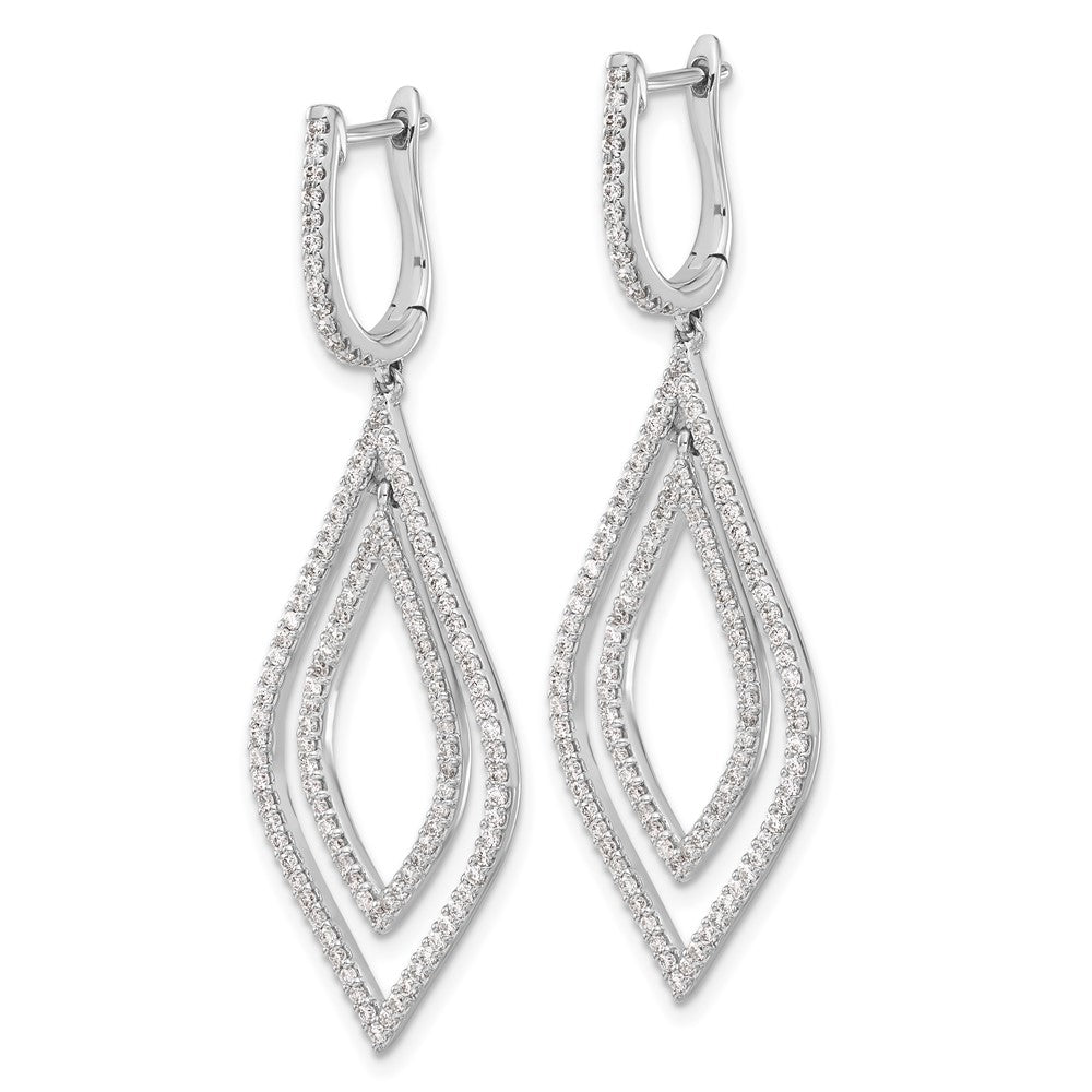14K Weißgold Echtdiamant-Tropfen-Klapp-Ohrhänger