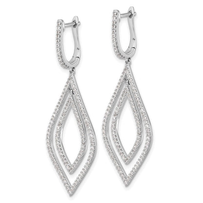 14K Weißgold Echtdiamant-Tropfen-Klapp-Ohrhänger