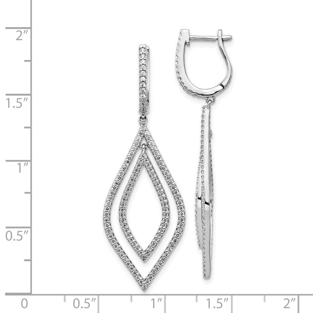 14K Weißgold Echtdiamant-Tropfen-Klapp-Ohrhänger