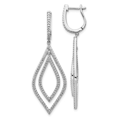 14K Weißgold Echtdiamant-Tropfen-Klapp-Ohrhänger