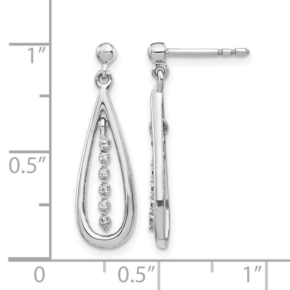 14K Weißgold Ohrstecker mit echten Diamanten in Tropfenform