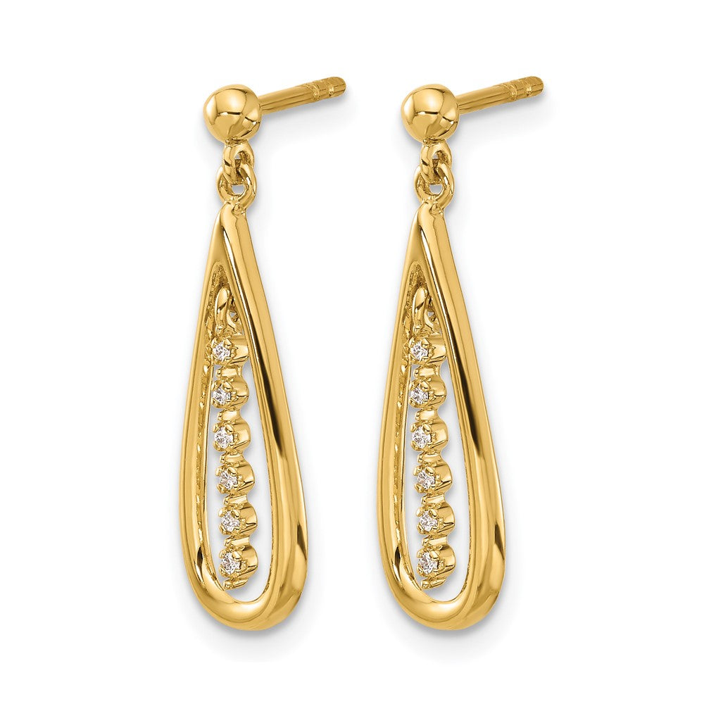 14K Gelbgold Echtdiamant-Tropfen-Ohrstecker