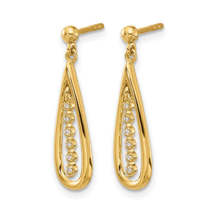 14K Gelbgold Echtdiamant-Tropfen-Ohrstecker